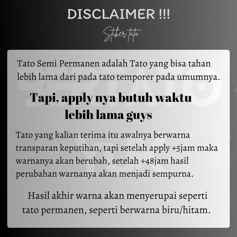BERTATO-Stiker tato temporer semi permanen tahan lama anti air Kode tulisan-10 / Tato bentuk stiker tahan air / Tato temporer semi permanen Kode Tulisan-10 Temporary Punggung 2