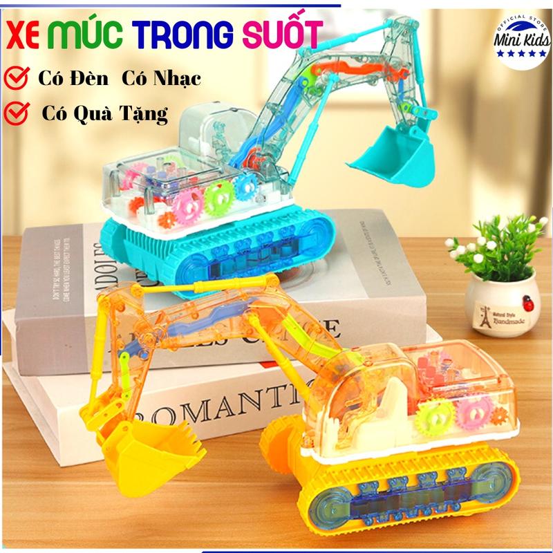 Tổng hợp đồ chơi ánh sáng xe múc ô tô chạy PIN tặng kèm pin kiểu trong suốt phát nhạc ánh sáng đẹp mắt cho bé - MiniKids Toy