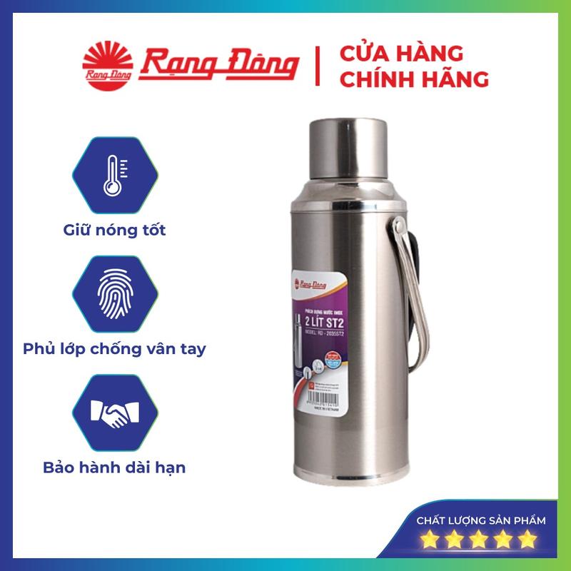 Phích đựng nước nóng 2 lít INOX Rạng Đông cao cấp, bình thuỷ giữ nhiệt, Model RD2035 ST2
