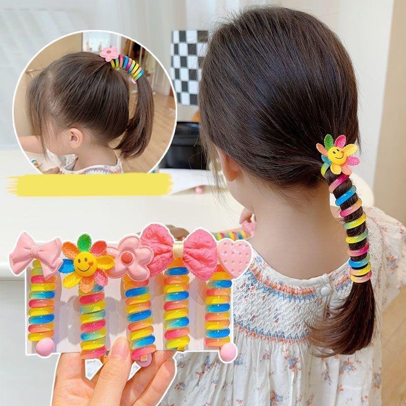 Dây Cao Su Đàn Hồi, Dành Cho Bé Gái, Dây Buộc Tóc Dây Điện Thoại Trẻ Em, Dây Buộc Tóc Cuộn Xoắn Ốc, Dây Buộc Tóc, Phụ Kiện Tóc Đuôi Ngựa, Bán Chạy 0