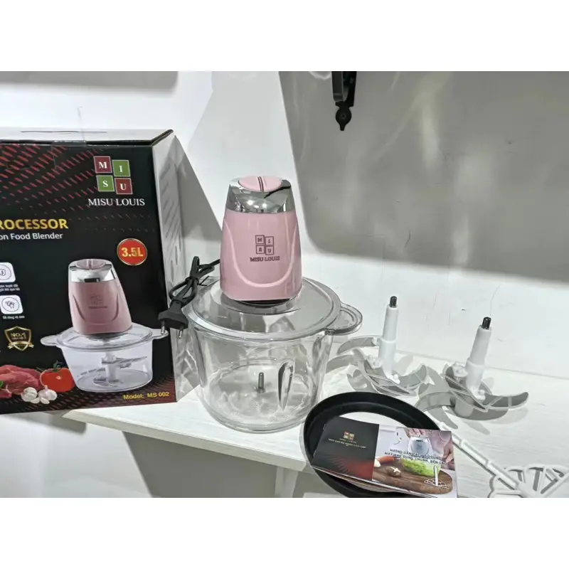 [Quà Tặng 1 Bộ dao Thay thế + 1 Cây Đánh Ruốc] + 1 Cây Đánh Trứng] Máy Xay Thuỷ Tinh Misu Louis Dung Tích Lớn 3.5L, Bảo Hành 1 Năm, Xay Đa Năng Thịt, Cua, Cá, Rau, Củ, Quả,... 6
