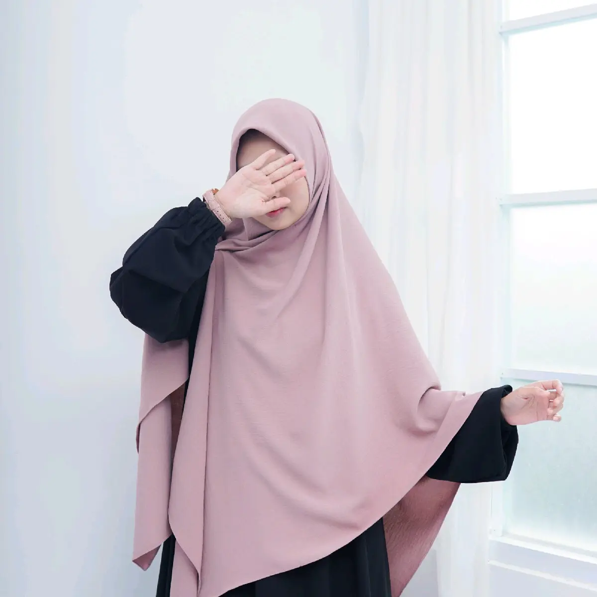 Segiempat Crinkle Airflow Jumbo Syari 145 135 125 115 - Ironless Tidak Perlu Setrika - Square, Muslim Kerudung Hijab