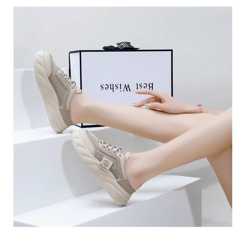Product Introduction of Snow Lauder Slip-on Half Slippers Women's Summer 2024 New Breathable Mesh Red Ins All-Match Sneakers 18