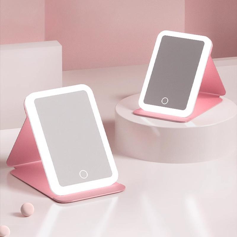 Product Introduction of USB Rechargeable Makeup Mirror, LED Light Adjustable Makeup Mirror, Desktop Flat Mirror, Makeup Tools for Home & Travel 9