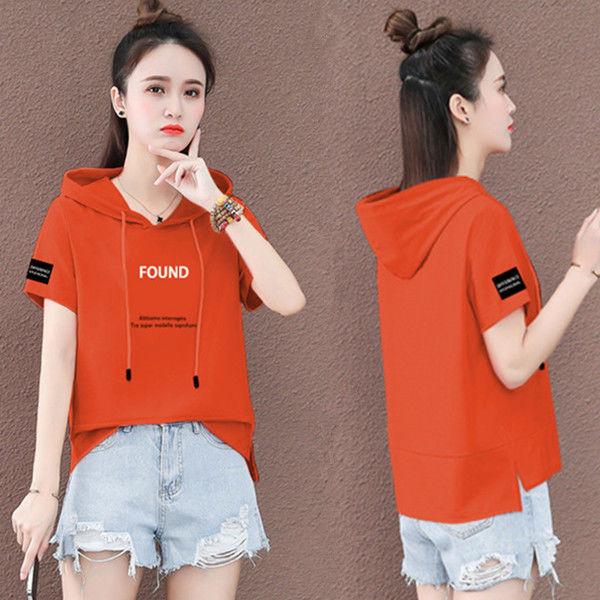 Áo Hoodie Có Mũ Trùm Đầu, ngắn Tay, Dành Cho Nữ, Phong Cách Hàn Quốc, Dáng Rộng Rãi Và Mỏng, Áo Phông, Bao Gồm 100% Bông, Hàng Mới Về Mùa Hè 2024 6