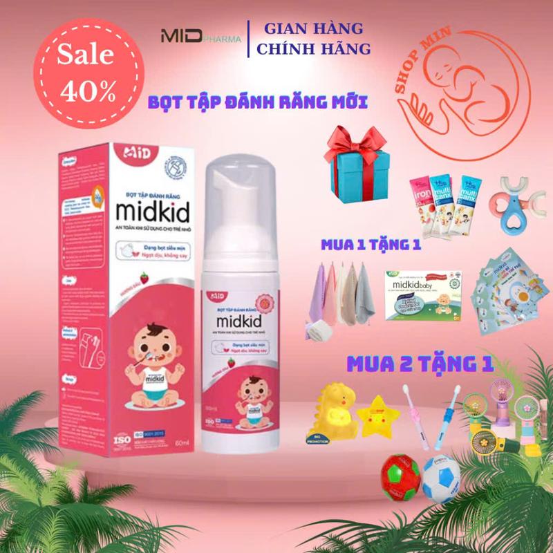 Bọt Tập Đánh Răng Midkid, Kem Đánh Răng Hữu Cơ NUỐT ĐƯỢC Dạng Bọt MIDKID Cho bé 1 Tuổi (MB.R05B)