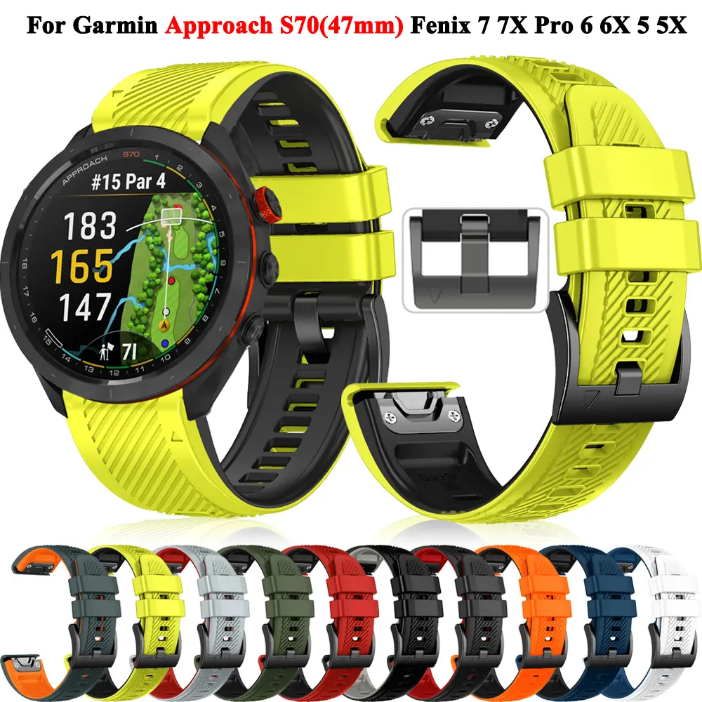Quickfit 22 26mm Silicone Watch Strap For Garmin Approach S70 S62 Fenix 7 7X 47 51mm 6 6X Pro 5 5X Epix Pro 2 Wristband Bracelet