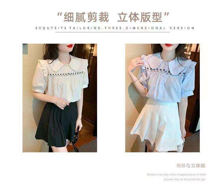 Product Introduction of Áo Sơ Mi Thêu, Cổ Búp Bê, Dành Cho Nữ, Hàng Mới Về Mùa Hè 2023, Tay Phồng Cao Cấp, Thiết Kế Sành Điệu, Dễ Phối Đồ 4