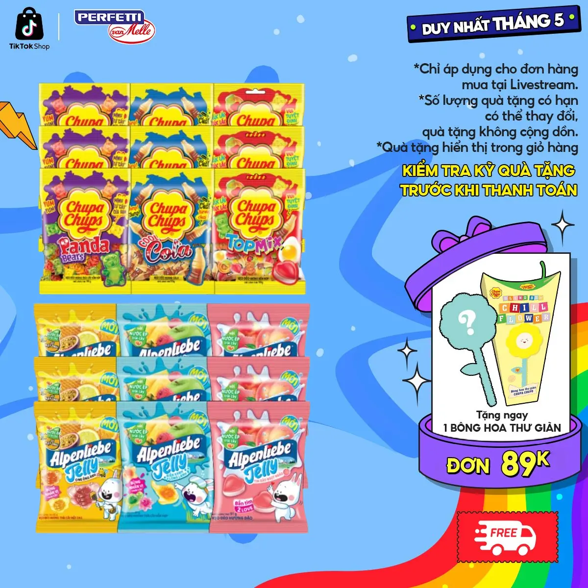 (Ưu đãi Livestream) COMBO Kẹo dẻo Chupa Chups và Alpenliebe hương trái cây hỗn hợp, đa dạng hình dáng (sinh vật biển, ong, chiếc nhẫn, trái tim, chai cola,...)