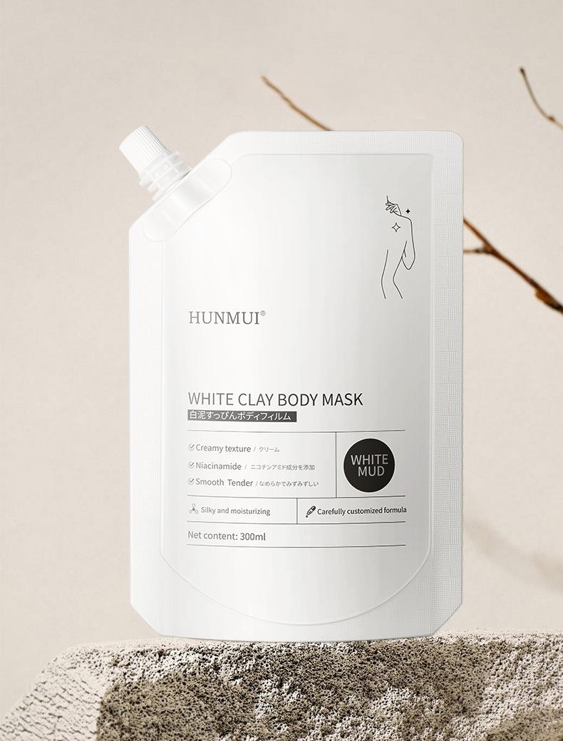 Product Introduction of HUIMUI Han Lun Beauty Feather Rejuvenating White Clay Bare Face Body Mask for Skin Brightening Comfort 9