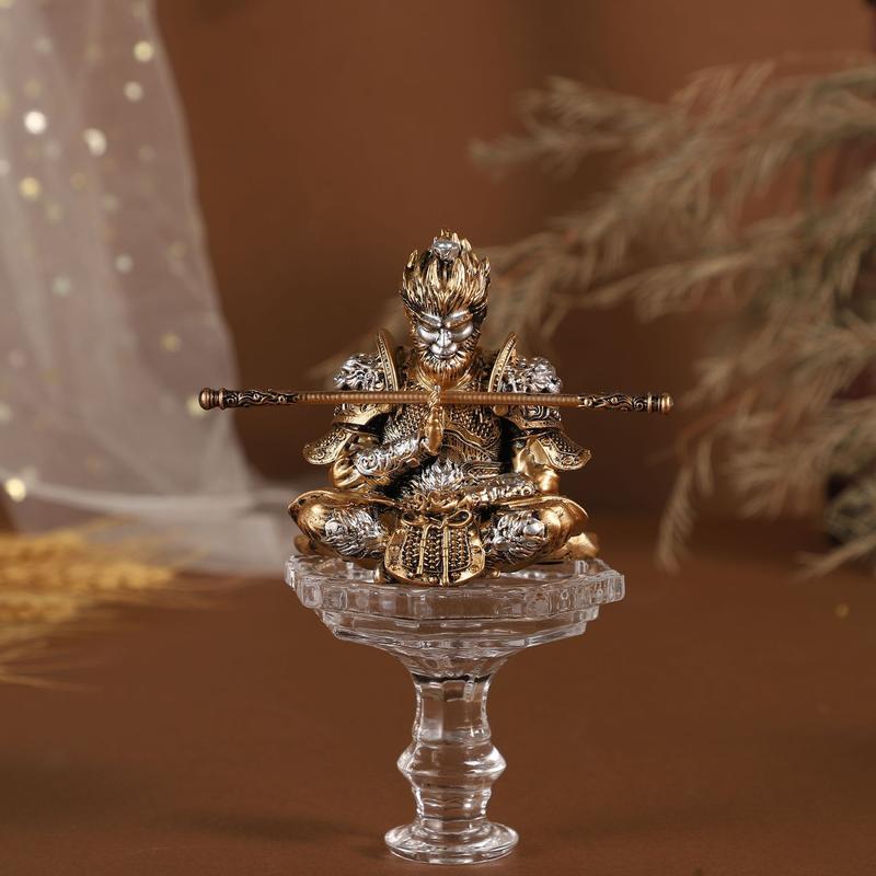 Product Introduction of National Fashion Black Myth Wukong Hand-Made Imitation Green Sandstone Small Ornaments Creative Living Room Tea Table Decoration Tea Ornaments Decoration Gifts 4