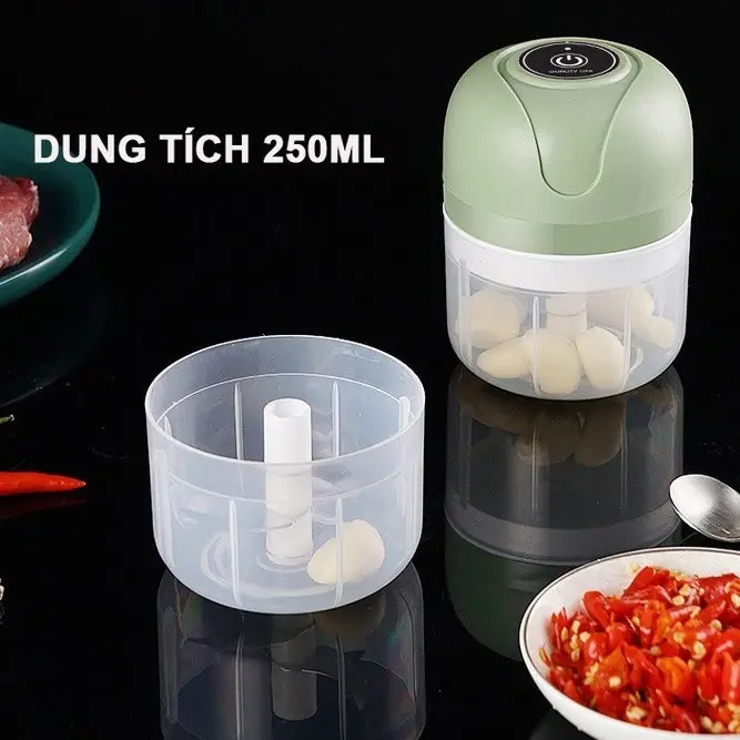 Máy Xay Mini Tỏi Ớt Cầm Tay 250ml Sử Dụng Cổng Sạc USB Siêu Tiện Lợi Mẫu Mới 2021 Inox mayxay  toiot 2