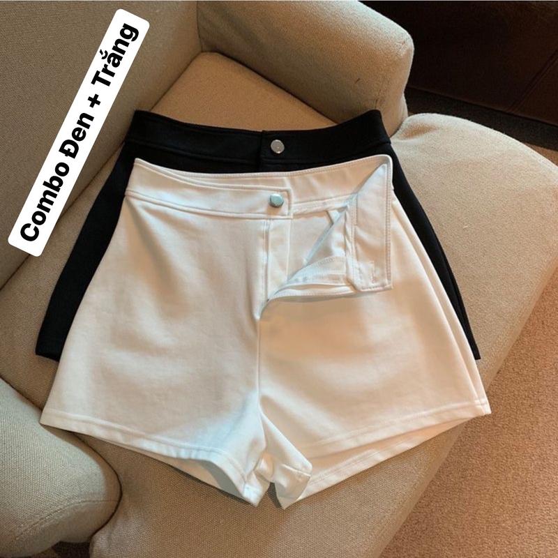 Quần short nữ cạp cao dáng ngắn có túi sau lưng cao ôm body co dãn 4 chiều vải dày dặn cạp 2 viền khoá kéo khuy bấm chất umi lên dáng chuẩn Women Kem Pants Nhung