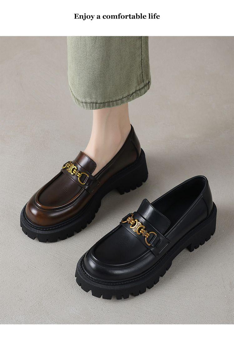 Product Introduction of Leather loafers inside and out all leather single shoes British style small leather shoes fashion single shoes Boy Footwear Office Closed Work Bedroom Comfort Breathable Tactical 19