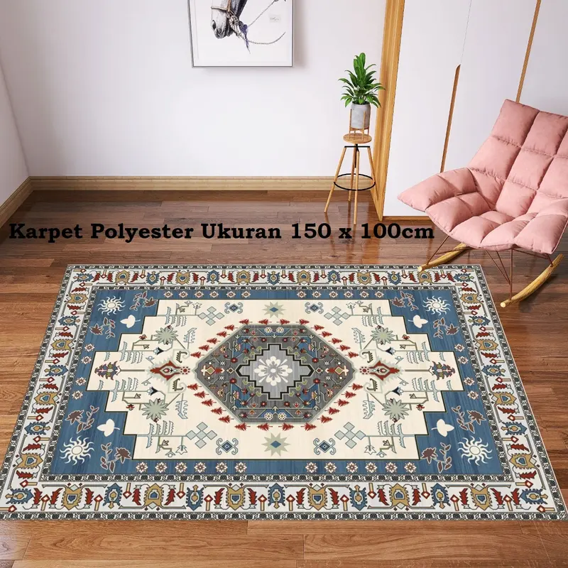 Karpet Polyester Uk 150x100cm/Karpet Lantai Bahan Polyester Glossy 3