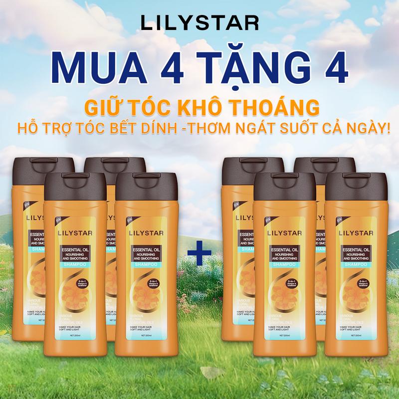 [MUA 4 TẶNG 4] Dầu Gội Xả 2 Trong 1 Lilystar - Tinh Dầu Nuôi Dưỡng Giúp Tóc Mềm Mượt (200ml)