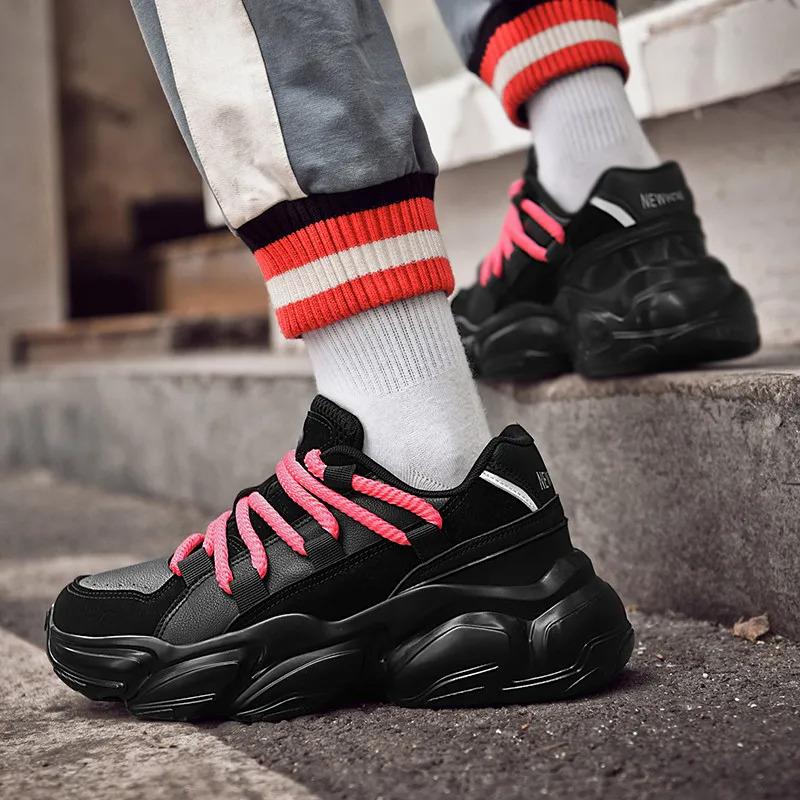 Anpassa Dammode Läder Sport Promenader Sneakers Chunky Höjd Ökad Hiss Fritidslöpare Skor för män Tränare Träning_voghion.com