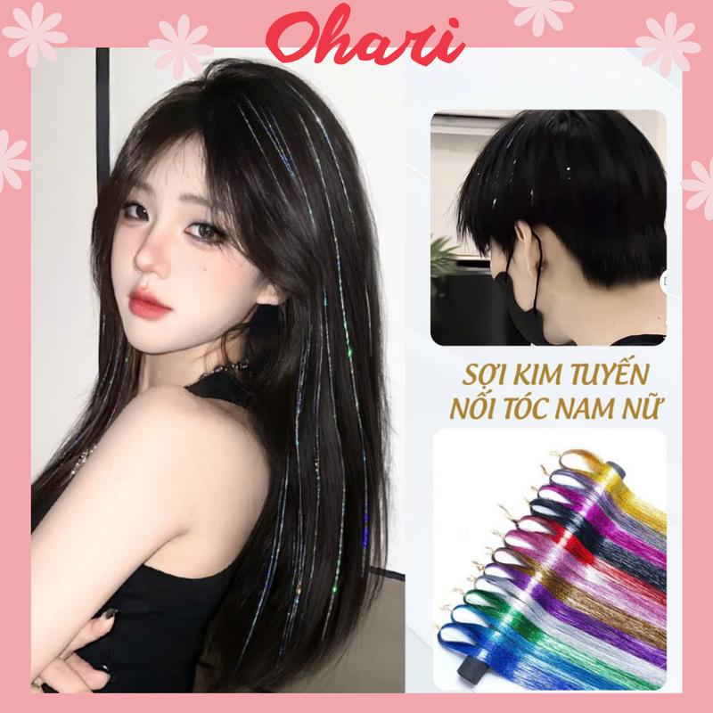 Set 200 sợi kim tuyến nối tóc kim tuyến dùng để trang trí cho tóc lấp lánh dùng nối tóc cho nữ dự tiệc T21