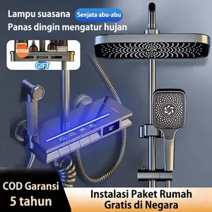 5 Dalam 1 LED Smart Shower Display Piano Keys Shower Kamar Mandi Set/Shower Tiang Set Panas-Dingin