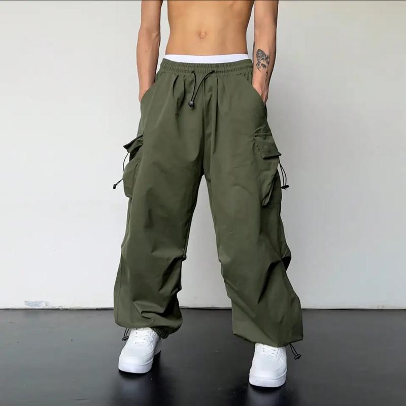 Product Introduction of 2024 Summer New Quick-Drying Overalls Men's American Parachute Pants High Waist Wide Leg Leisure Track Pants 6