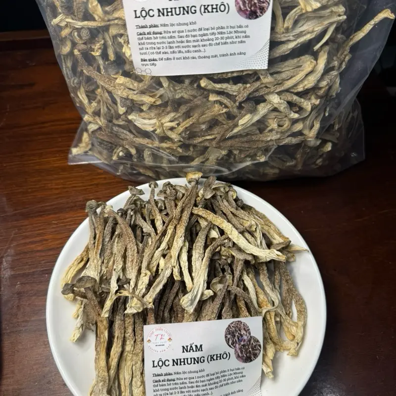 [500g+quà]Nấm lộc nhung nguyên cây loại 1 không gãy vụn tặng 100gr táo đỏ 3