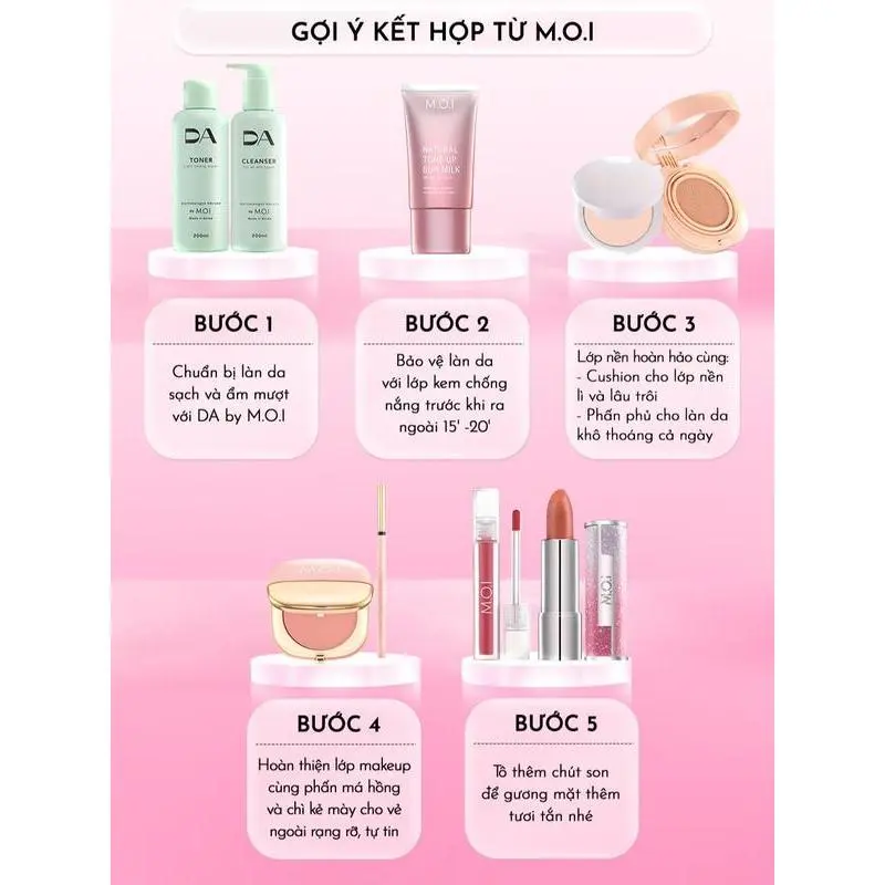 Túi cói sắc hạ đựng mỹ phẩm trang điểm MOI Iconic Da PU Bag Nam Nhung Kem 6