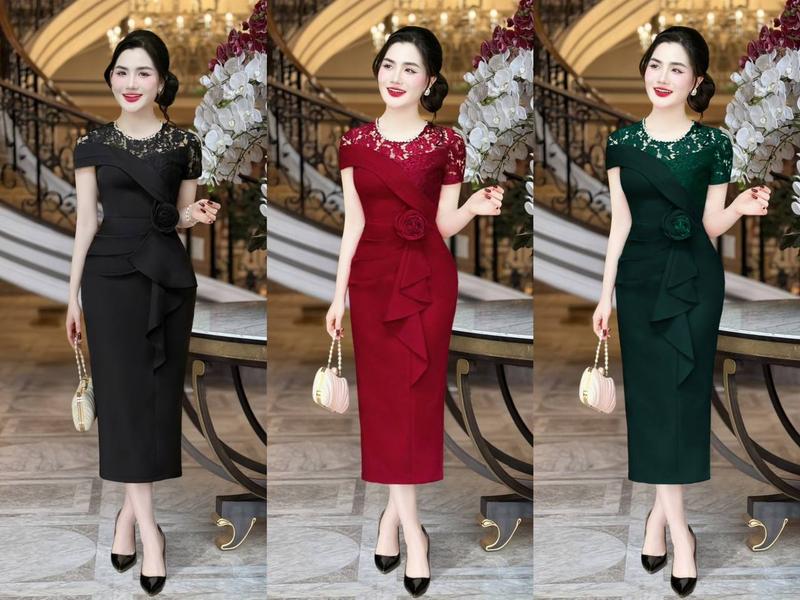 MIỄN SHIP BST MDU4680 Váy Mango Ý Phối Ren - Thiết Kế Ôm Body Tinh Tế Tôn Vinh Đường Cong Quyến Rũ