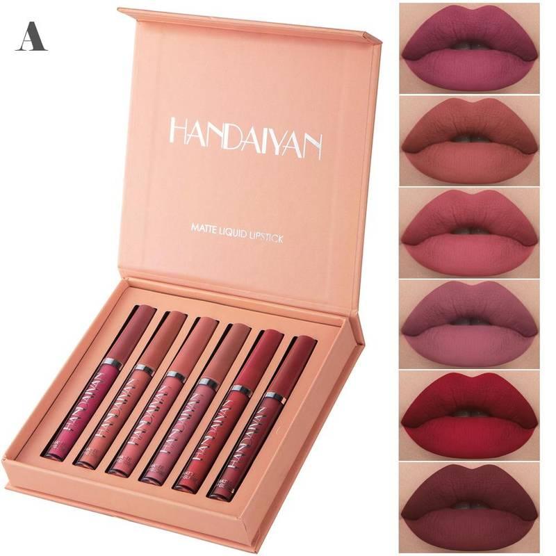 Long Lasting Matte Liquid Makeup Lipstick Set, 6 Counts/set Smudge Proof Non Sticky Lip Care Lip Gloss Set, Satin Texture Plumping Glossy Lip Glaze, Christmas, Christmas Gift 1