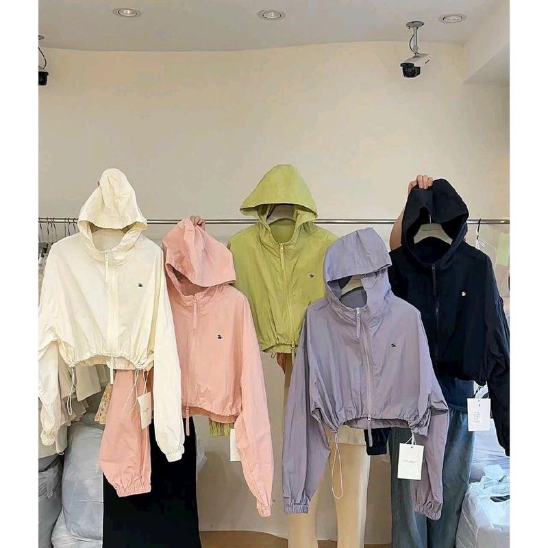 Áo Khoác Gió Crop top Mỏng Mềm Mại Free Size 45 -60 kg Nữ Women Jacket Hồng