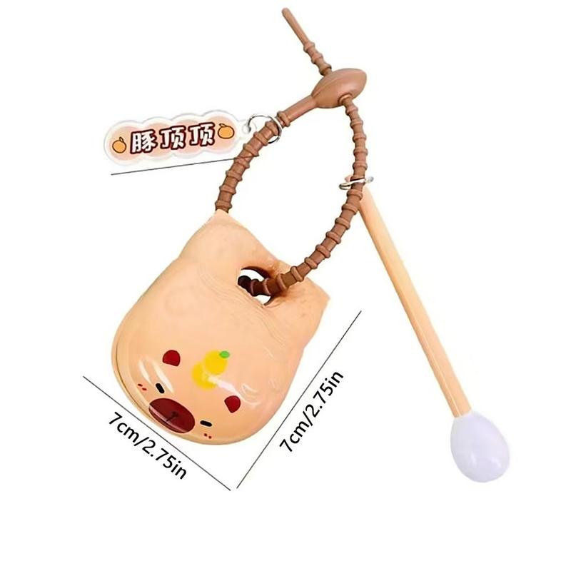 Product Introduction of Capybara Wooden Fish Knocking Decompression Artifact Desktop Ornaments Decorative Capybara Toy Pendant Buddhist Doll Stationery 0