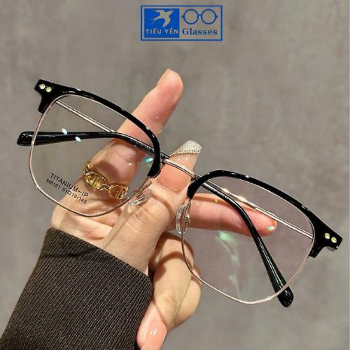 Mã 999 - Gọng Kính Cận 0 Độ Vàng Hồng Phiên Bản Retro, Kiểu Dáng Viền Vuông Nam Nữ kính  mắtluseen