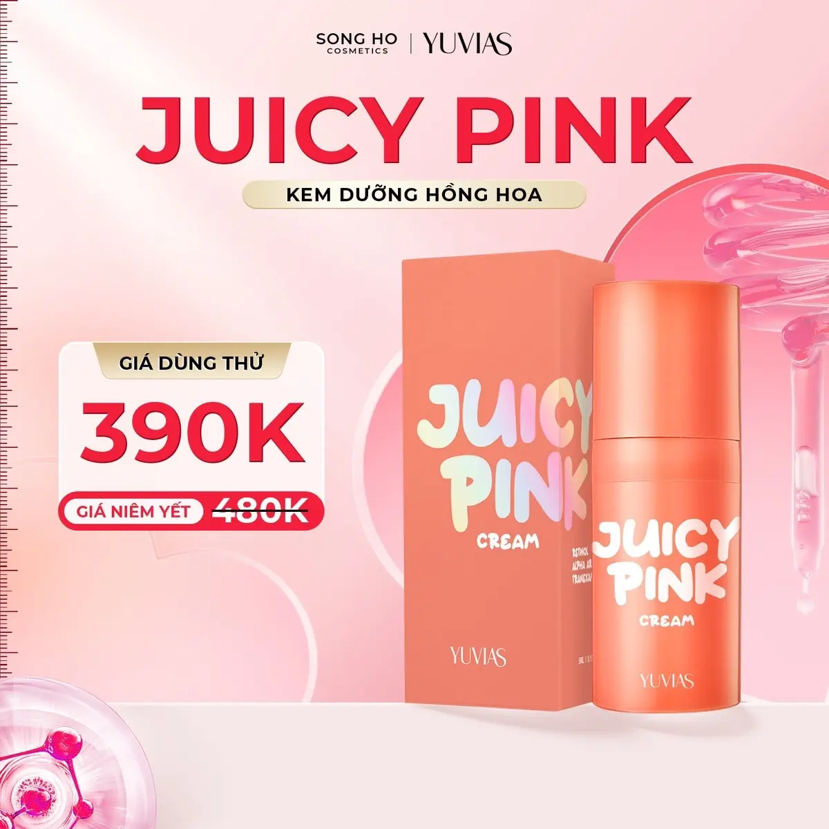 [ YUVIAS ]  Kem Dưỡng Hồng V1 Juicy Pink (5gr)