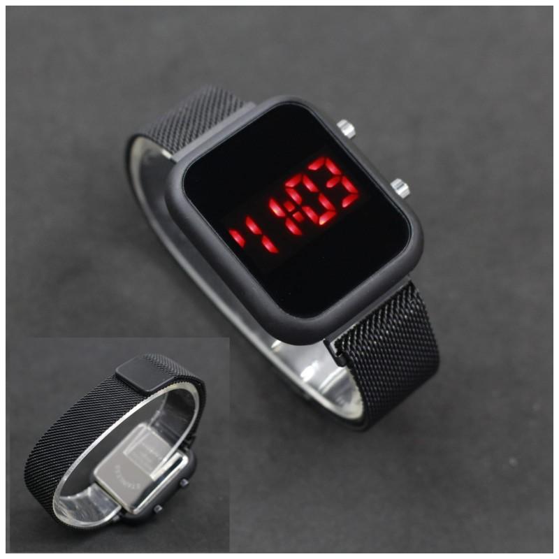JAM LED WATCH MAGNET DIGITAL Stainless Elegan Wanita
