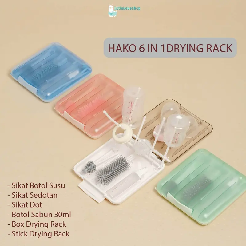 Littlebebeshop Hako Baby Drying Rack with Silicone brush I Rak pengering boto bayil travelling Botol 0