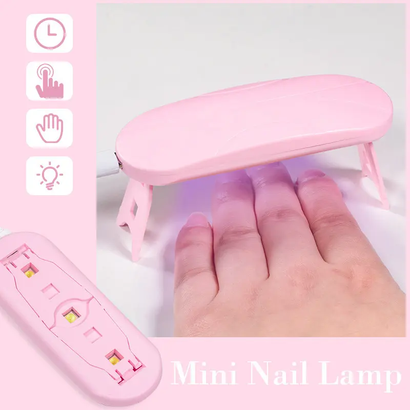 Máy Sấy Móng Mini, 6W, 3 Đèn LED, Đèn UV, Để Làm Khô Gel Đánh, Sạc USB, Dụng Cụ Làm Móng Nghệ Thuật Làm Móng