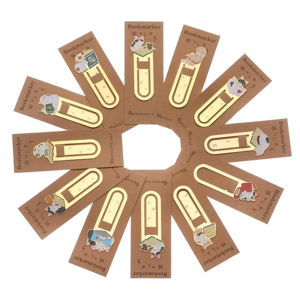 School Supplies Metal -plated Label Book Folder Cute Cats Bookmark