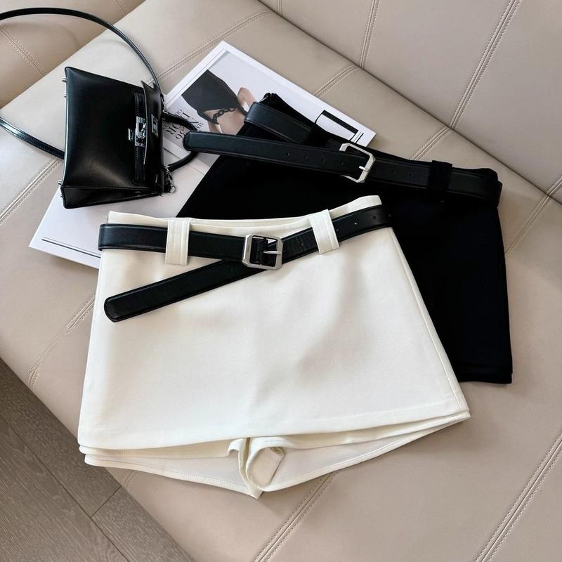 Guiah Bộ Đồ Trắng Giản Dị Chân Váy Ngắn Và Quần Cho Phụ Nữ Thiết Kế Mới Mùa Xuân Và Thu Eo Cao Bodycon Phong Cách Thời Trang Nóng Bỏng