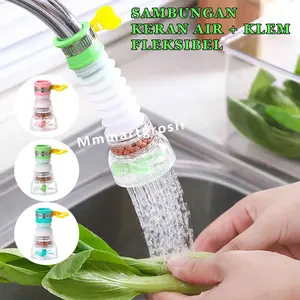 Sambungan Kran Air + Klem Plastik  / Saringan Kran Fleksibel / Penyambung Kran Air Keran Wastafel / Hijau Merah