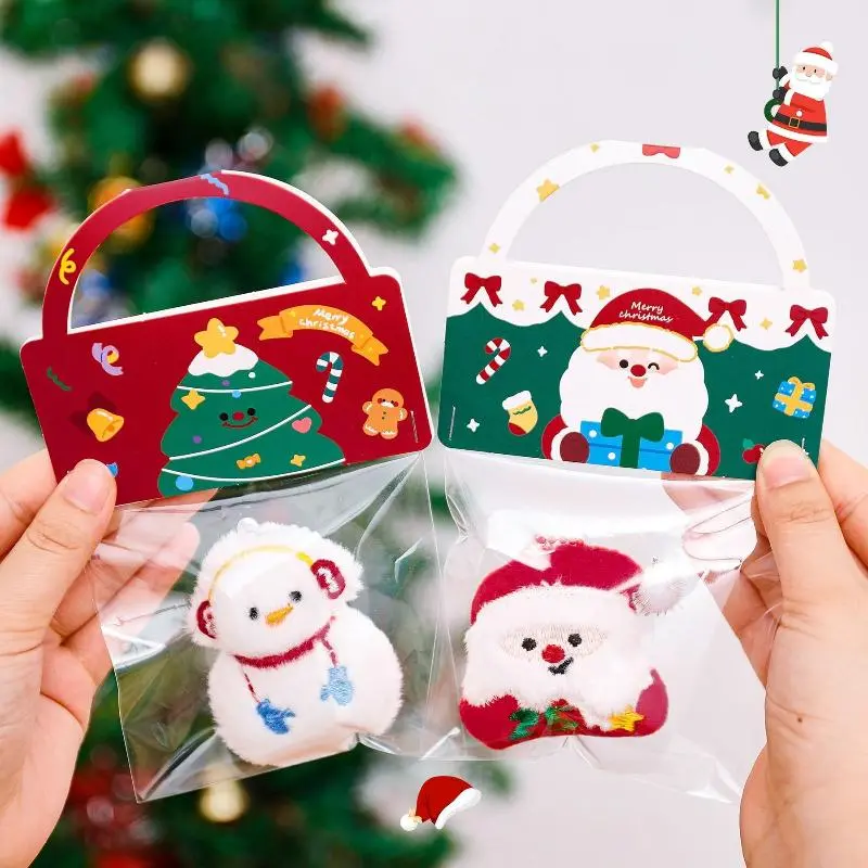 Christmas Plush Ornament Cute Santa Claus Snowman Stars Keychain