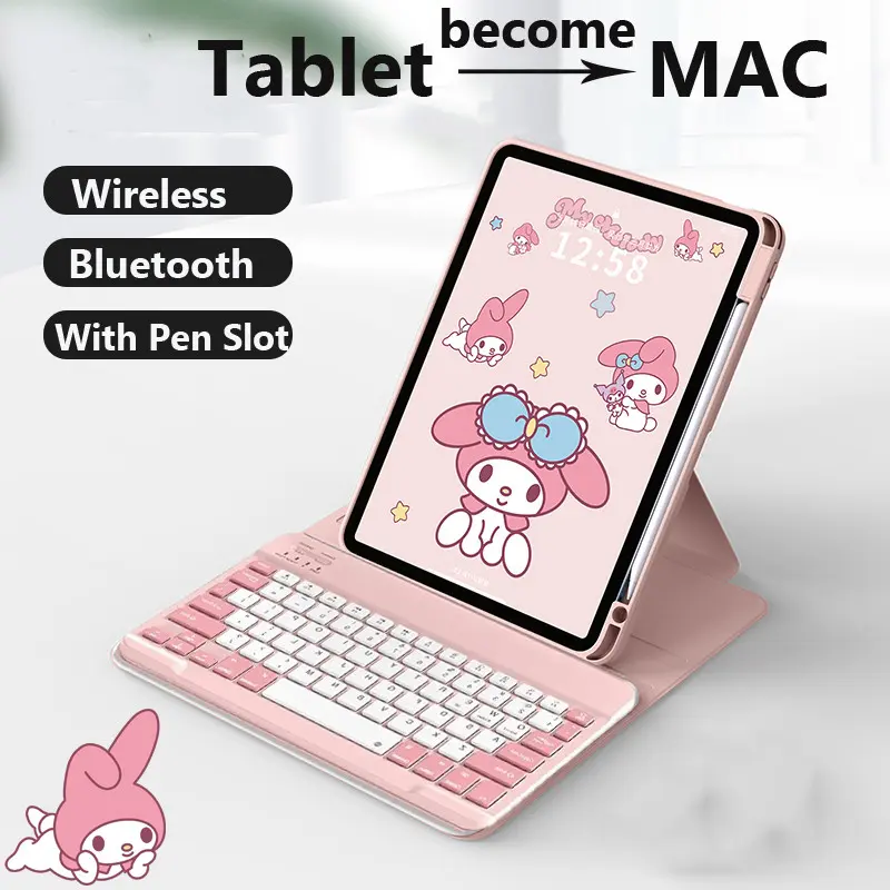 เคสคีย์บอร์ด, สำหรับ Samsung Galaxy Tab A9+, A9 Plus, 11 X210, S6 Lite, P610, S9, S8, S7, 11 S9 FE, 10.9, A8, 10.5, X200, 720 ° หมุน, ฝาครอบอะคริลิคใส, พร้อมช่องเสียบดินสอ