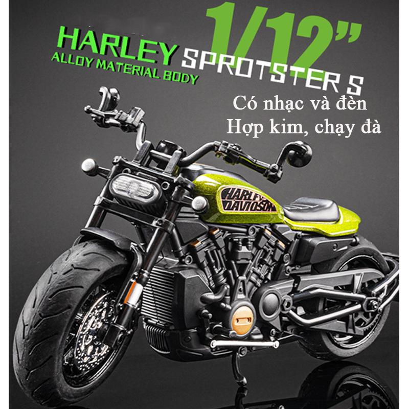 Đồ chơi mô hình xe Harley Sprotsters chất liệu hợp kim, có nhạc và đèn, chạy cót kích thước lớn Toy