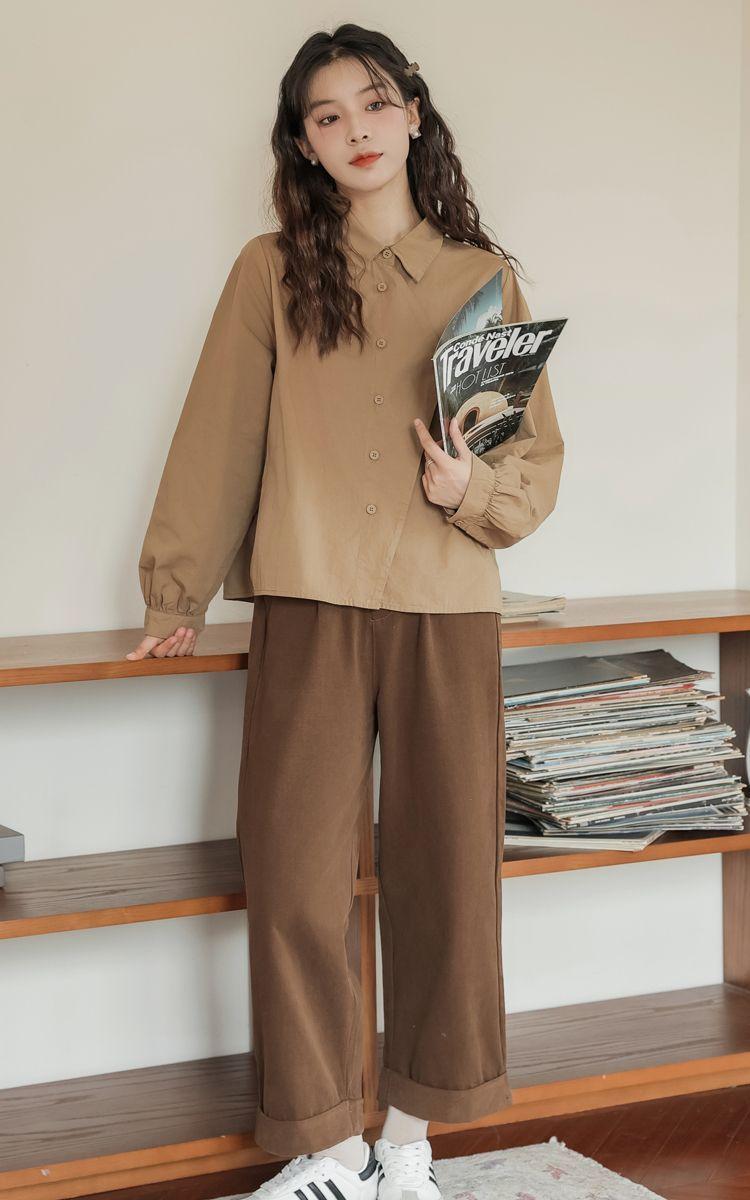 Product Introduction of Áo Sơ Mi Dài Tay Phong Cách Preppy Phong Cách Nhật Bản, Áo Sơ Mi Rộng Thường Ngày Bên Trong, Áo Bất Đối Xứng Hàng Mới Về Cho Mùa Xuân, Mùa Thu Và Mùa Đông Năm 2025 6