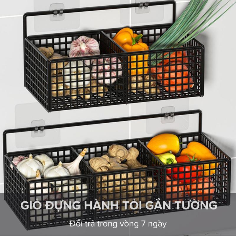 Giỏ Đựng Hành Tỏi - Kệ Lưới Đựng Đồ Nhà Tắm Dán Tường - Kệ Nhà Tắm- Kệ Để Bồn Cầu - Tiện Lợi Dùng Decor Cho Mọi Vị Trí Kitchen