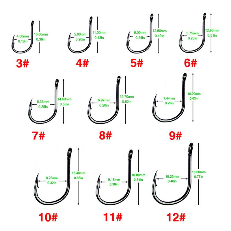 Product Introduction of 100 Piece Fishing Hook Set Carbon Steel Single Circle Hook Fly Fishing with Barbed Carp Sea Fishing Hook 19