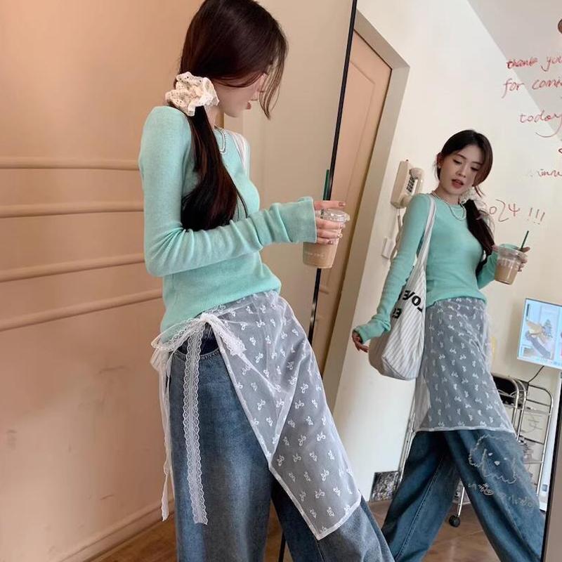 Product Introduction of Ladies Lace Layered Sheer Skirt Paired with Lace Up Girls Layered Skirt Wrap Around Skirt 0