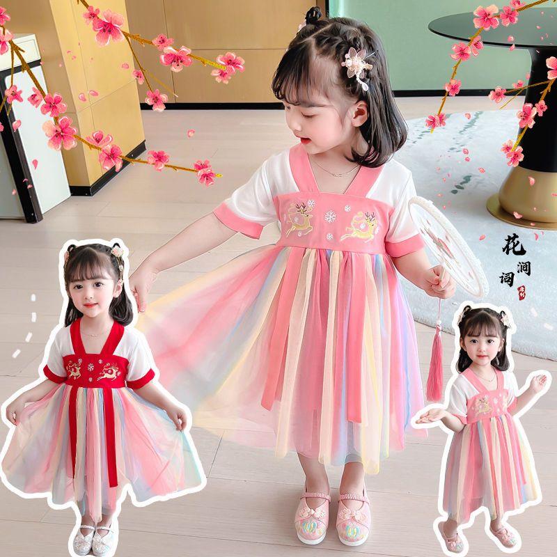 Product Introduction of Hanfu Girl's Thin Dress Tang Suit Summer Chinese Style Baby Children's Clothing 4