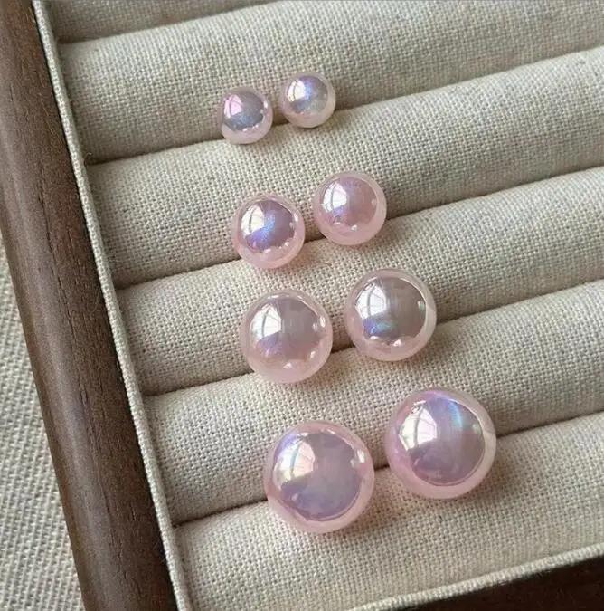 Product Introduction of Mix 8,10,12,14mm Pink Pearl Stud Earrings for Women Simple Ear Accessories Fashion Jewelry 0