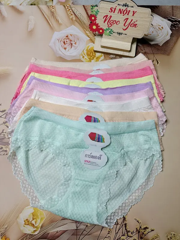 Combo 10 Quần Lót Nữ (0715) Chất Thun Lạnh Phối Viền Ren Mát Êm Dịu (Size 40-55 Kg) Nhung Women 2