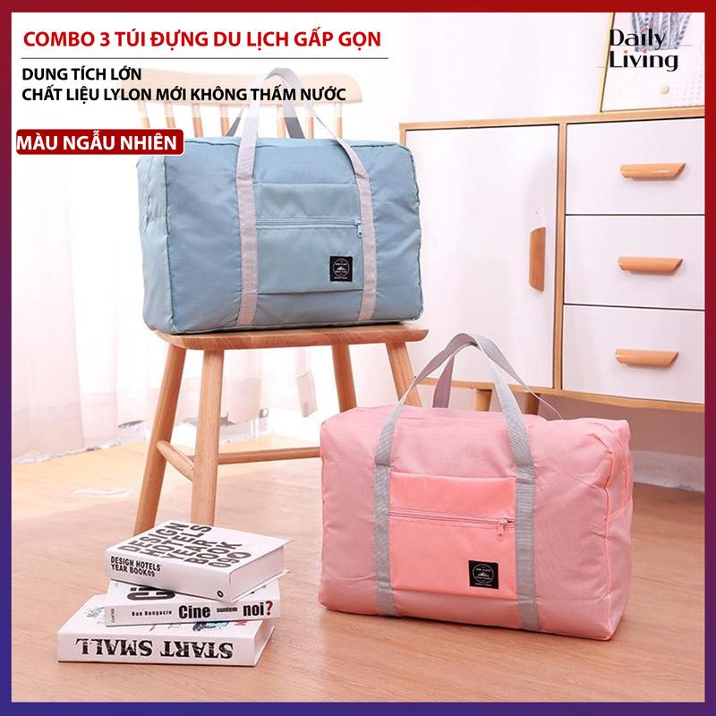 Combo 3 Túi Đựng Du Lịch Gấp Gọn Dung Tích Lớn Có Tay Cầm Chất Liệu Lylon Mới Không Thấm Nước 1