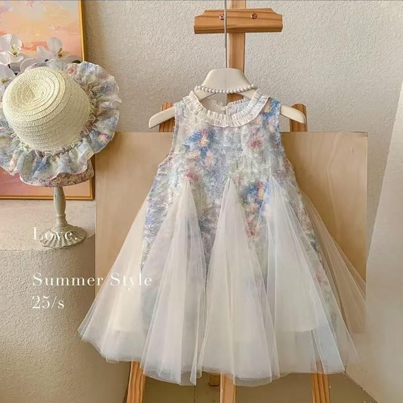 [Pippikids - A191]Váy Bé Gái Mới, Phong Cách Thời Trang, Váy Lưới Nơ, Váy Tulle, Áo Vest, Váy Công Chúa, Siêu Dễ Thương, Cho Trẻ Em,  2025